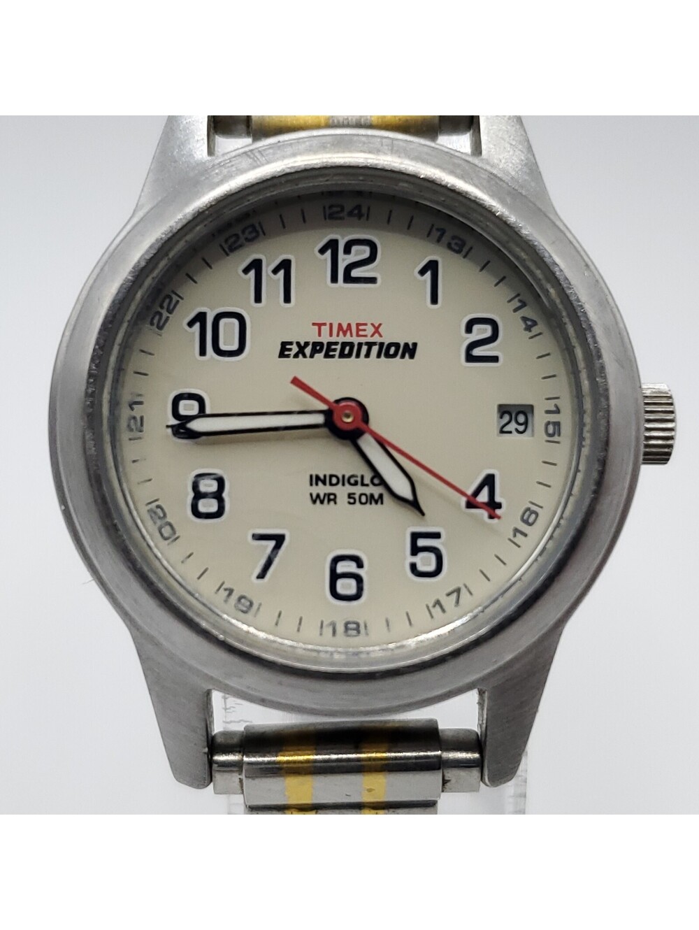 Timex Expedition Date Dial Womens Watch 26mm Two-Tone New Battery
